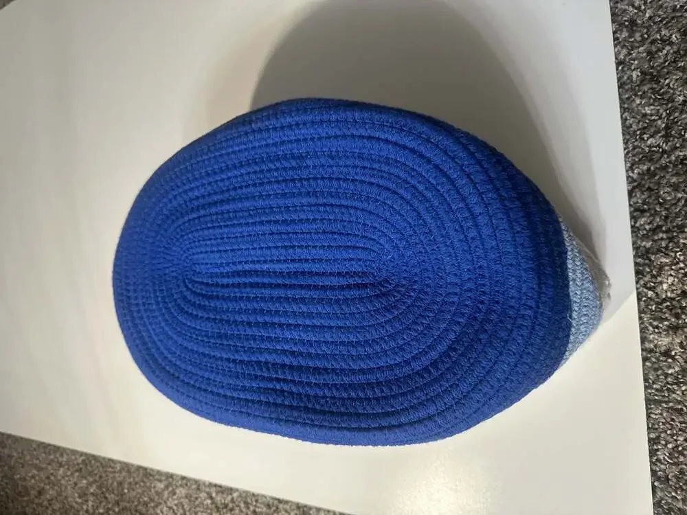 Luxury Little Blue Ombre Woven Rope Diaper Caddy Nursery Storage Basket